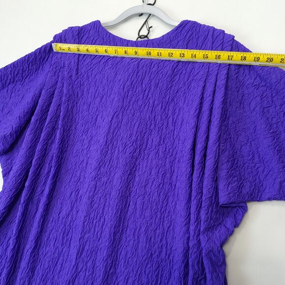 Riccardo E Barone Purple Crinkle Tunic Top Button Women 22 Dolman Short Sleeve - Picture 5 of 11